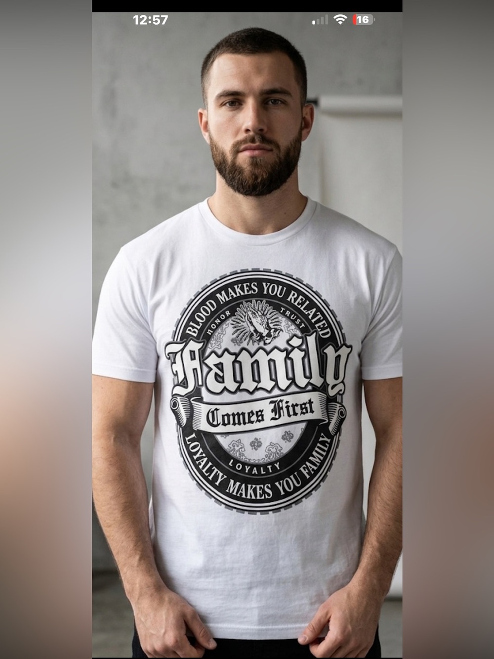 Shaka wear Men’s Family Comes First Graphic T-Shirt - White NWOT